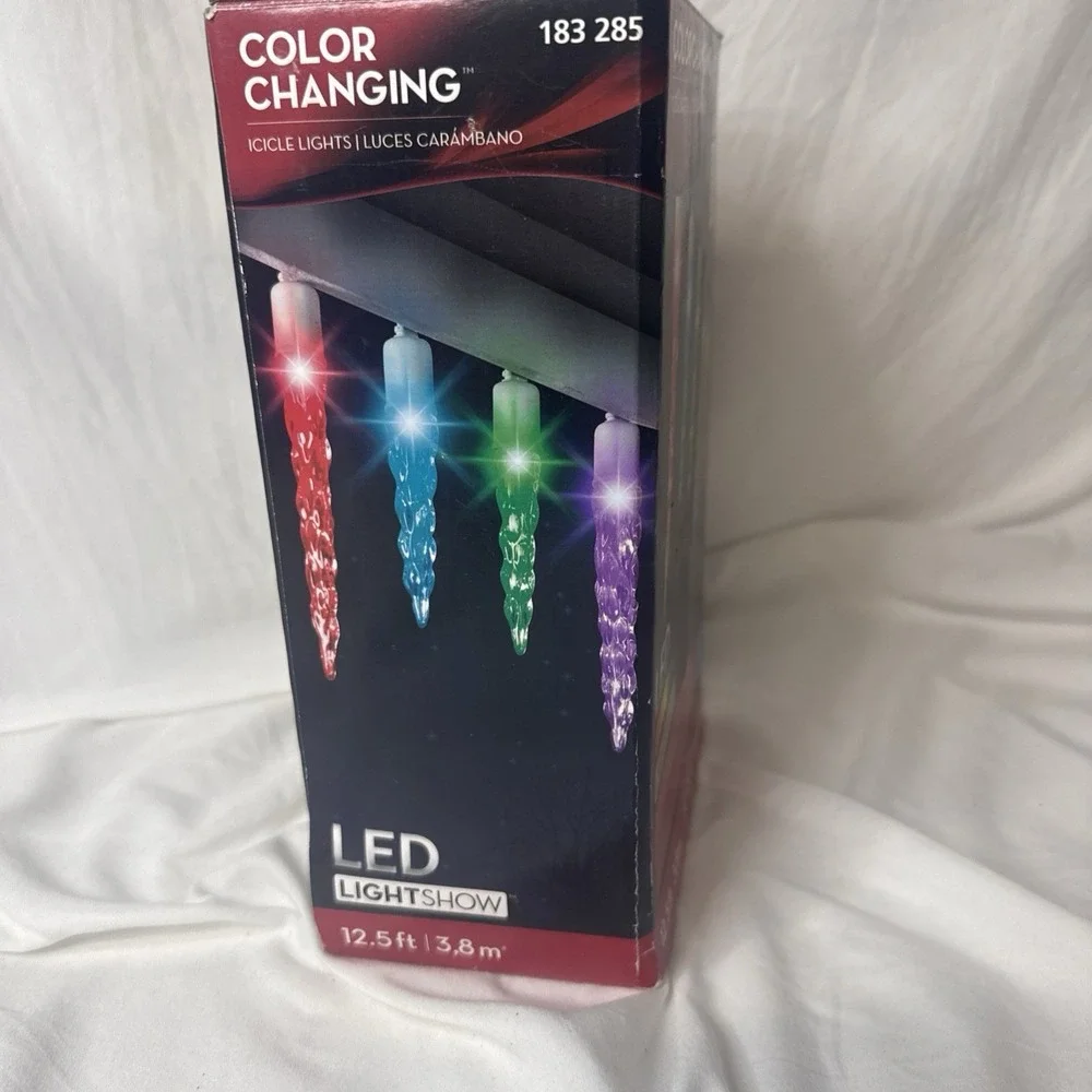 Gemmy Lightshow Color Changing Multicolor LED Christmas Icicle Rainbow 12 CT